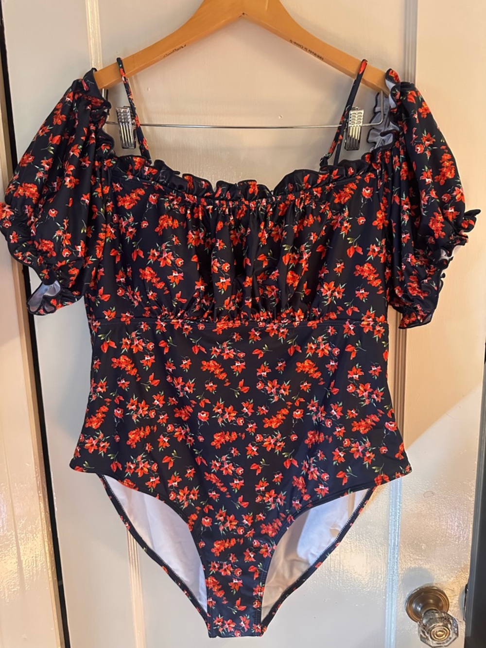 SHEIN Navy Floral One-Piece Swimsuit